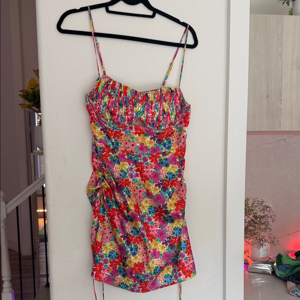 For Love And Lemons Bright Floral Slip Dress